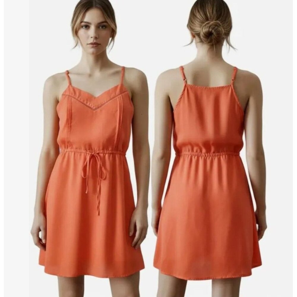 Paper Crane By‎ Anthropologie Women's V-Neck Sleeveless Short Dress Orange Small
